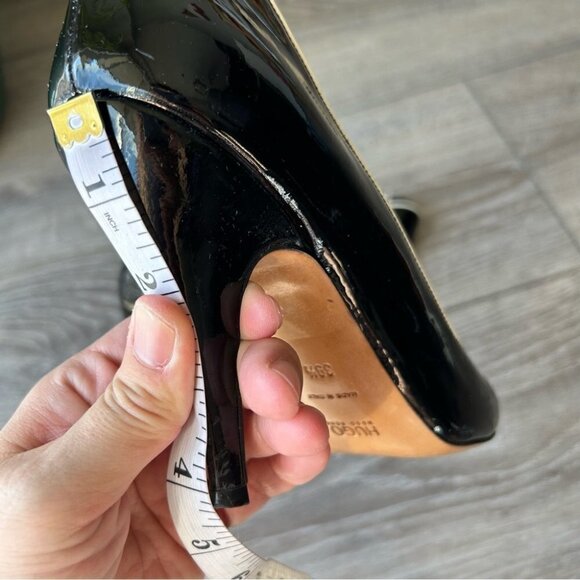 Hugo Boss Peep Toe Patent  Leather Black and White Trim Pumps - Picture 14 of 15